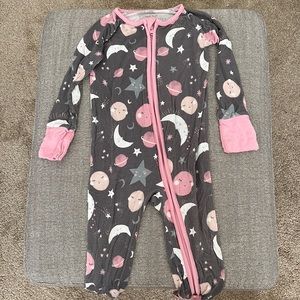 Little Sleepies Long Sleeve Zip-up Convertible Footie PJs - Pink Moons & Stars